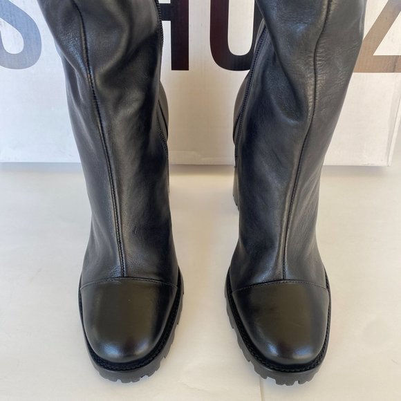 NIB SCHUTZ S-TALL BLACK LEATHER LUG SOLE KNEE HIGH BOOTS SZ 8.5 - Picture 5 of 13